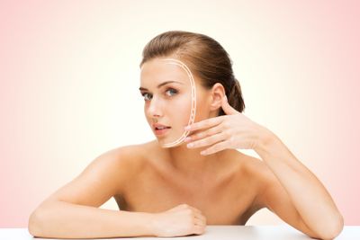 face of beautiful woman with lines