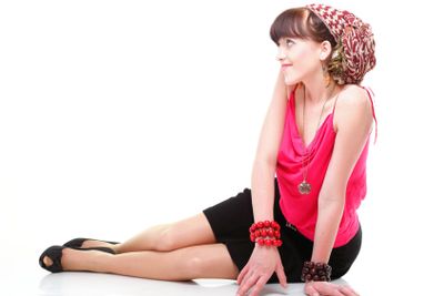 Full length woman in a turban isolated