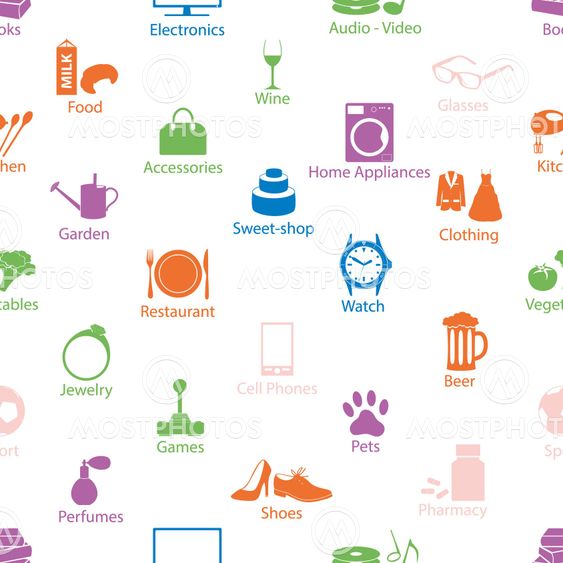 shop department color vectors symbols seamless pattern eps10