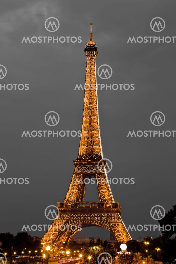 Eiffel tower at night, Paris, France
