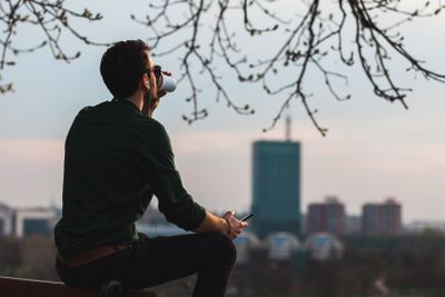 Young man enjoying his coffee break