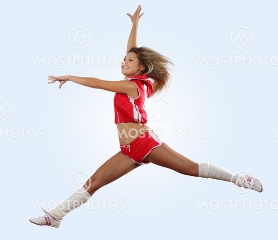 cheerleader tyttö hyppää