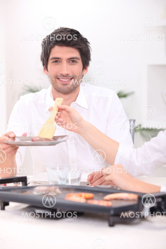 Cooking seafood on a plancha