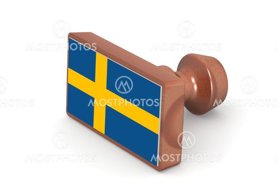 Wooden stamp with Sweden flag