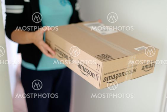 Woman receiving parcel
