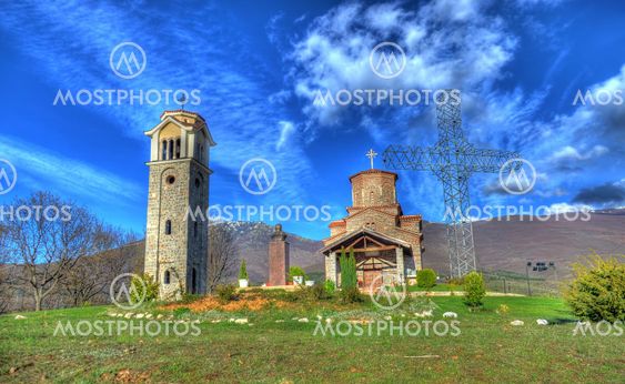Church, cross, landscape