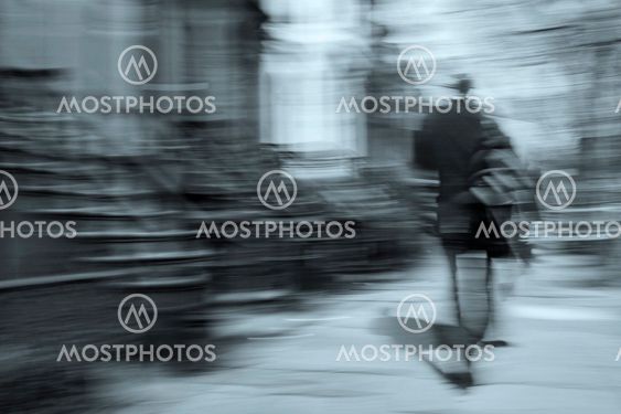 man walking motion blur