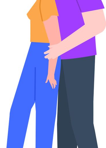 Colorful modern illustration featuring a romantic couple...