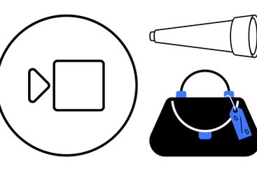 Video Playback Button, Vintage Telescope, and Handbag...