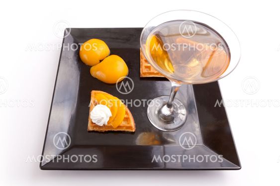 Peach Tart Slices with Drink