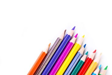 Colorful collection of sharpened colored pencils...