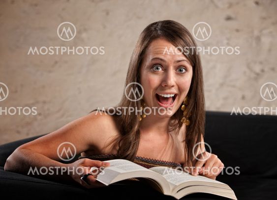 Excited Woman Reading