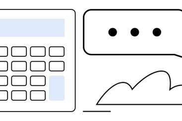Calculator, Speech Bubble, and Cloud Representing...