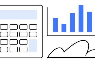 Calculator and Chart Representing Data Analysis and...