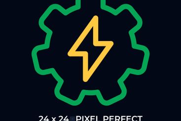 Gear with lightning dark color line ui icon