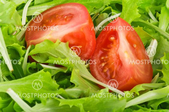 Fresh baby greens salad and tomatoes