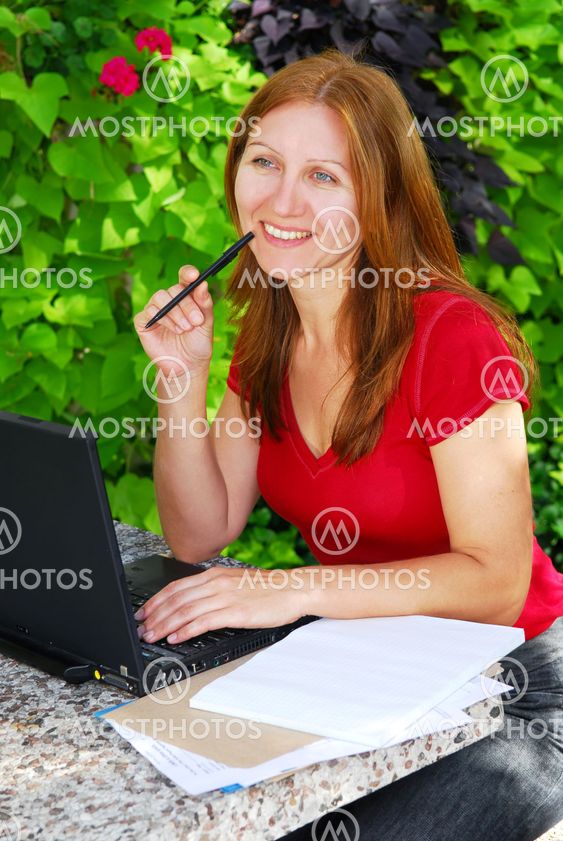 Woman working at home