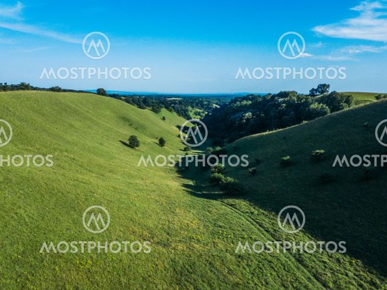Beautiful green hills landscape in springtime