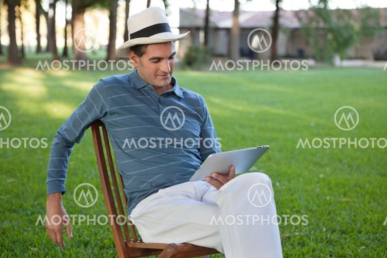 Man Using Tablet PC