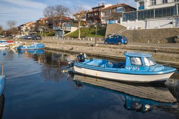 Sunset panorama of the port of Sozopol, Bulgaria