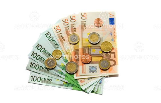 Euro banknotes and coins