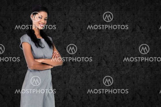 Composite image of businesswoman smiling