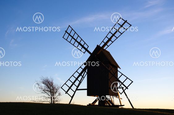 Old traditional wooden windmill