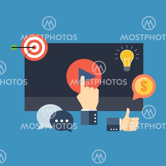 Media marketing concept. Flat design stylish.