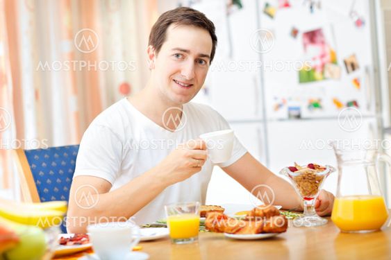 Man having breakfast