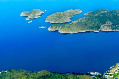 View from window of airplane flying over Norway...