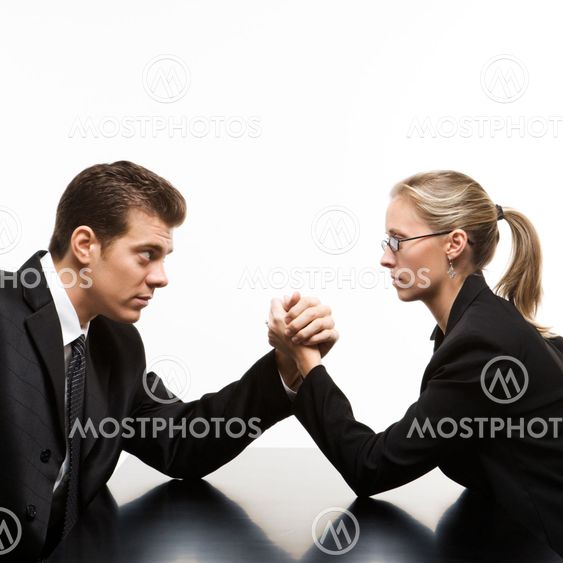 Man versus woman.
