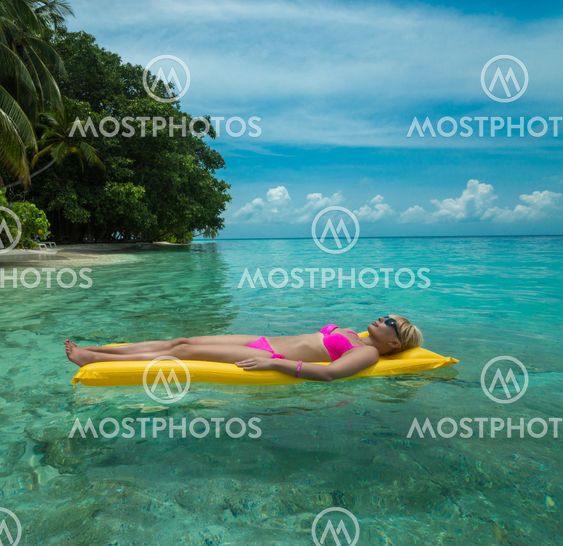 Woman on an air mattress