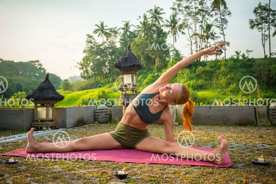 Young woman yoga stretching