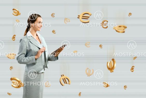 business woman holding a tablet