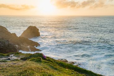 Rough and rocky shore at Malin Head, Ireland's...