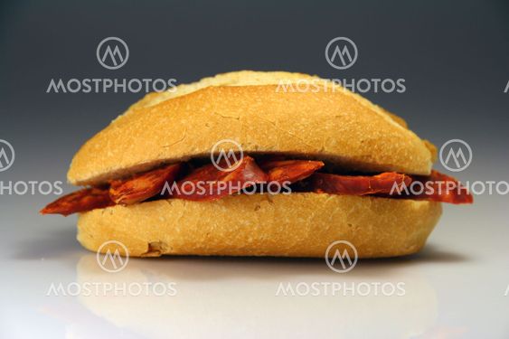 Sandwich Spain typical bread with sausage