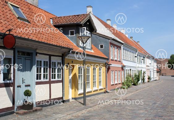 Colourful old town of Odense in Denmark