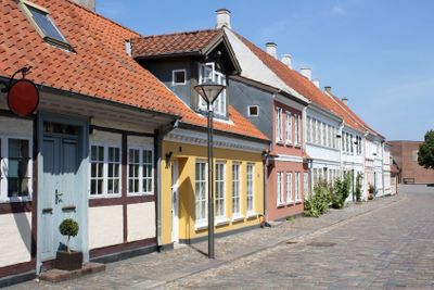 Colourful old town of Odense in Denmark
