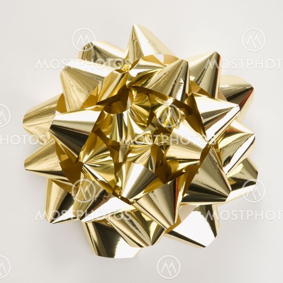 Gold Christmas bow.