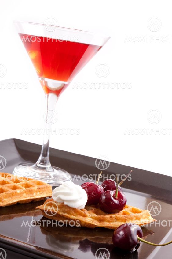 Cherries Tart Slices with Drink