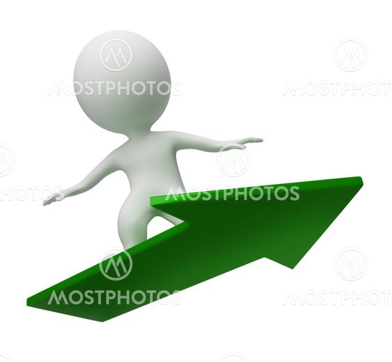 3d small people - flight on a arrow