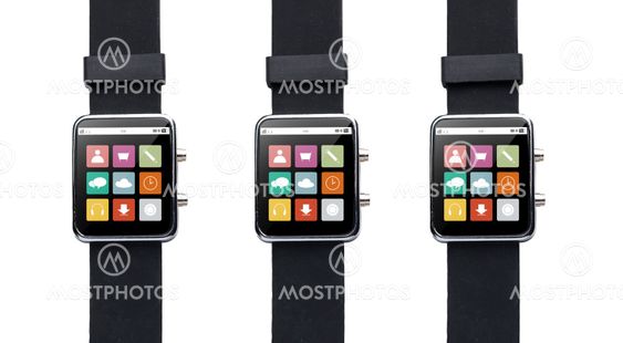 close up of smart watch with menu icons on screen