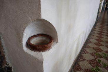 Religious and Christian objects and candles on the...