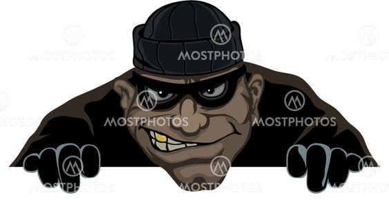 Night a thief wearing a mask prepares to steal