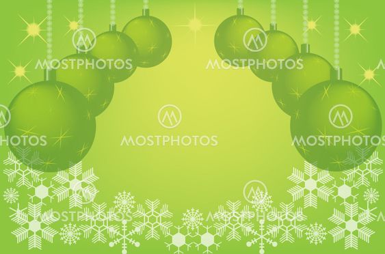green christmas background with christmas balls