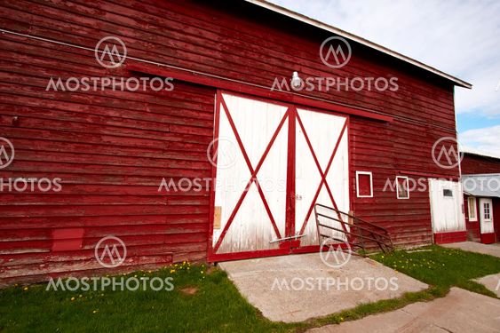 Old red barn in the countryside.