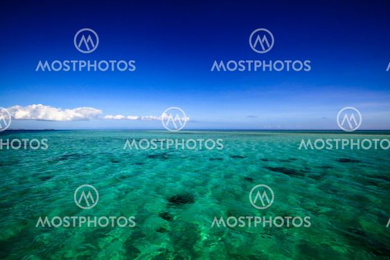 Beautiful Fiji atoll island with white beach
