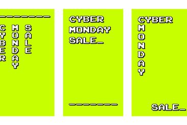Set of Cyber monday vertical banner in retro arcade...