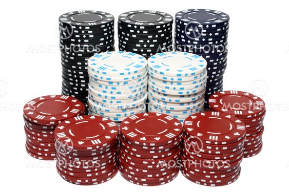 Lots of poker chip stacks, isolated on a white background.