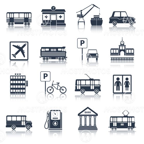 City infrastructure icons black
